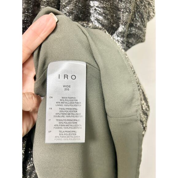 IRO Wide Shimmer Sheer Plunging Neck Blouson Mini Dress Black Women's 36 / US 4 - Picture 5 of 6